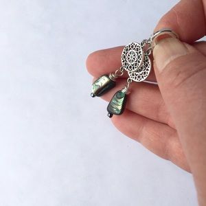 Abalone Earrings, with Silver Flowers